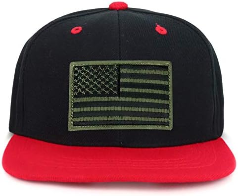 Армикреј Младински Кид Маслиново Американско Знаме Лепенка Рамен Бил Snapback 2-Тон Бејзбол Капа