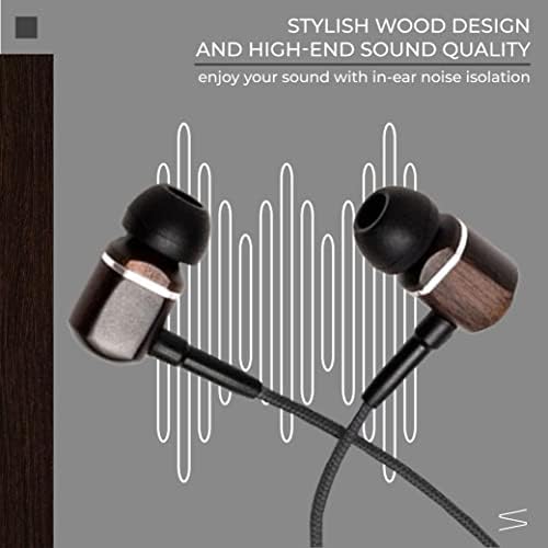 Симфонизиран Mtrx Премиум Слушалки за изолација На Бучава Од Дрво во Уво Со Микрофон И Најлонски Кабел