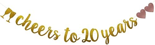 Навивам за 20 Години Банер, Претходно Нанижани, Златни Сјајни Хартиени Венци за 20-ти Роденден / Годишнина Од Свадбата Украси За Забави,