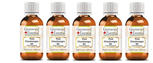 Гринвуд есенцијално чисто Чаулмогра масло природно терапевтско одделение ладно притиснато за лична нега 100мл x 5