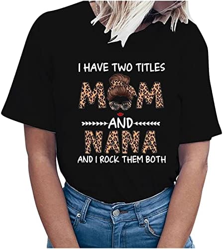 Женски маички Денот на мајката печати кратки ракави со тркалезен врат маица блуза за мајка