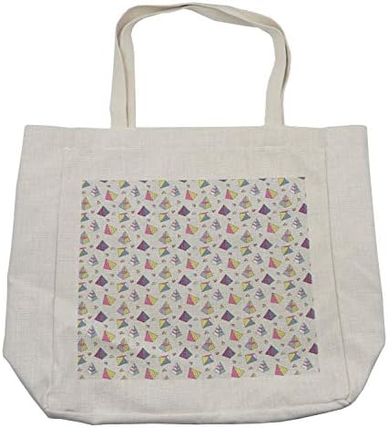 Ambesonne гроздобер торба за купување, традиционален мемфис шарен пирамида стил дизајн ретро осумдесетти деведесетти шема, еколошка торба за