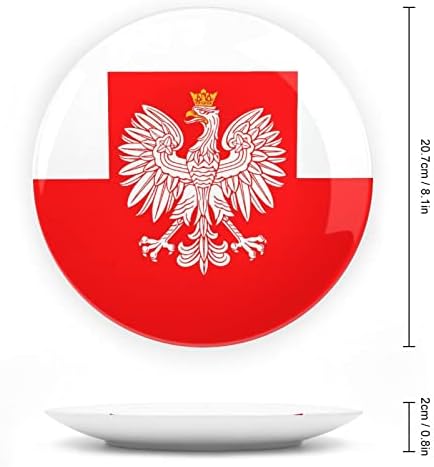Полска Кралски Орел Знаме Печатена Коска Кина Декоративна Плоча Тркалезни Плочи Занает Со Дисплеј Стојат За Домашна Канцеларија Ѕид Вечера