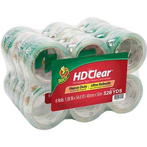 Патка бренд HD чиста лента за пакување со тешки задачи, 1,88 инчи x 54,6 дворови, чисти, 24 пакувања