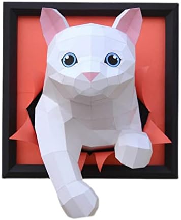 Качување прозорец мачка DIY хартија трофеј 3Д модел на хартија креативен wallиден декорација геометриска ороми загатка Рачно изработена