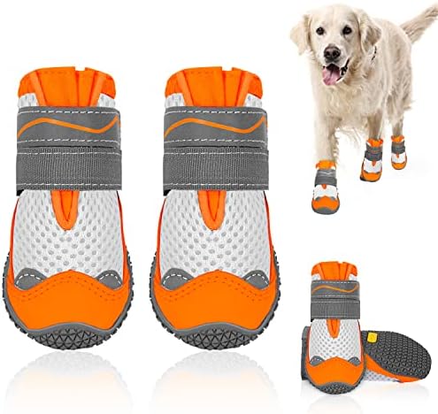Booties Slowton Dishable Dog- Удобни чевли за кучиња кои не се лизгаат, за топол тротоарот, прилагодлив заштитник на шепа на кучиња со рефлективна
