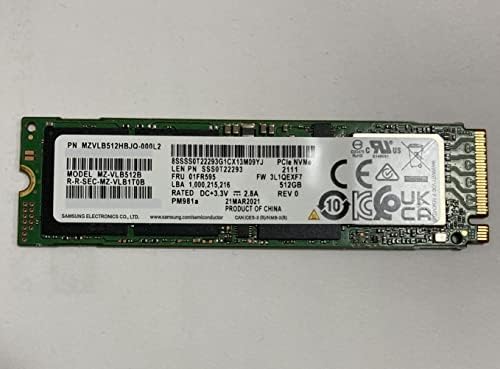 Mzvlb512hbjq-000D7 Samsung 512GB PM981a SED Енкрипција M2 M. 2 2280 PCIe SSD, MZ-VLB512C 0WD87X WD87X, PM981 Феникс Контролер, Компатибилен