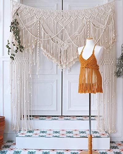 Macrame Wallид виси боемски гемичен геометриски уметнички декор Прекрасна просторија декорација-макрам завеса-макрама свадба позадина за домашен