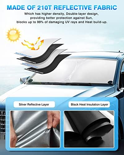 Сончева сенка на шофершајбната Kust за RAM 1500 2011-2018 Сенка на прозорецот Сонцето на Сонцето за преклопување на блоковите УВ зраци
