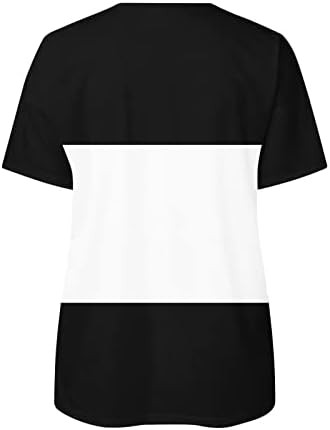 Летни врвови за жени со краток ракав 1/4 Поштенски палтовер маица во боја Блок Блок Мода Туника Врв лабава вклопувана обична