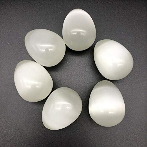 Laaalid XN216 5 парчиња Голема бела мачка Камен камен во форма на јајце во форма на гемстон за лекување на кристал, заздравување на природни