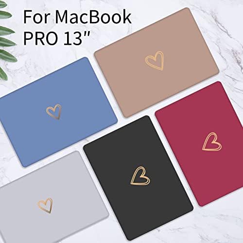 Seorsok Compatible with MacBook Pro 13 inch Case M2 2022,2020,2019- Release（M1 A2338/A2289/A2251/A2159/A1989/A1706/A1708 Gold&Cute Heart