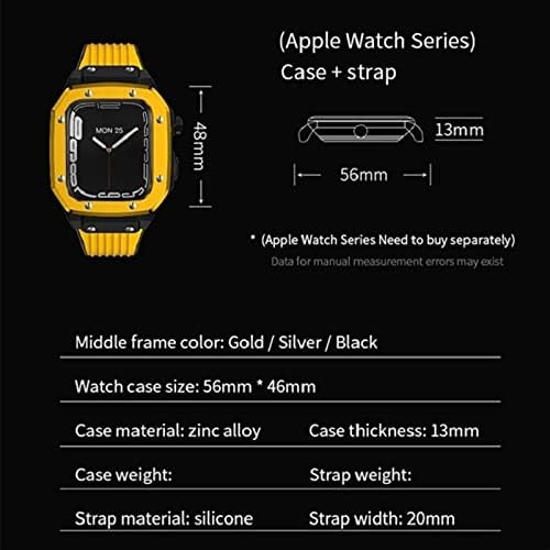 Dyizu легура за часовници за часовници за Apple Watch Series 8 7 6 5 4 SE 45mm 44mm 42mm Луксузен метал гума од не'рѓосувачки челик модификација
