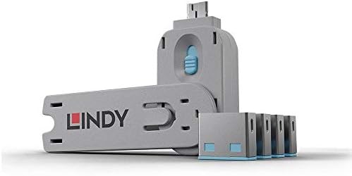 ЛИНДИ USB Тип Порт Блокатор Со Клуч, Сина, 4 Пакет