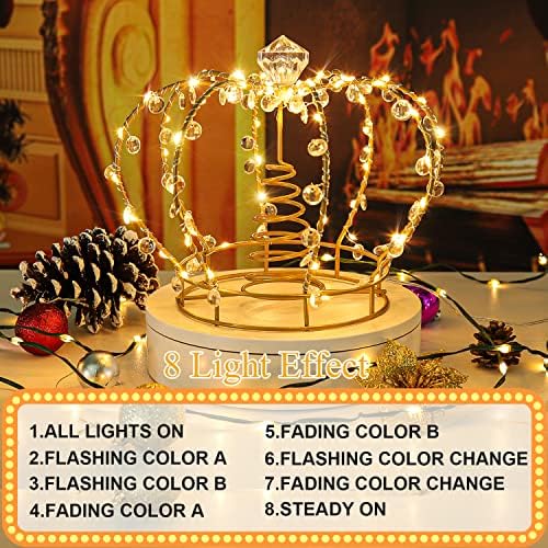 Златен Врв За Новогодишна Елка, Осветлен Врв На Круната Осветлен Со 64 ЛЕД Светла, Големи Блузи За Новогодишна Елка Божиќни Украси Со