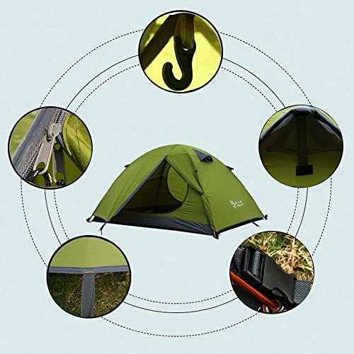 3-4 Сезона 2 3 Лично лесен шатор за ранец на ранец на ветерници за кампување со кампување, семеен шатор Две врати со двојно