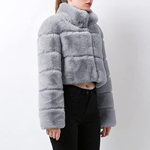 Големина на крзниот ракав топла јакна fauxlong плус faux надворешна облека кратка палто женски палто женски женски страничен патент
