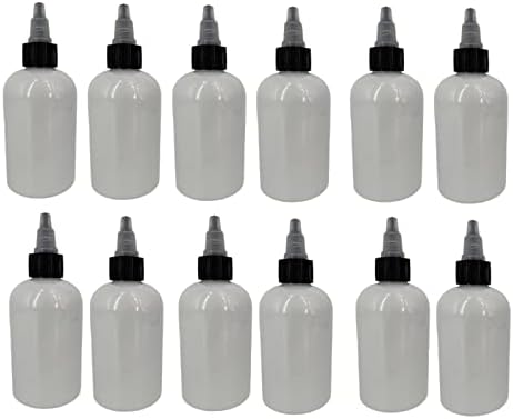 Пластични шишиња од 4 мл бели Бостон -12 Пакуваат празно шише за полнење - БПА бесплатно - есенцијални масла - ароматерапија | Црно/природен
