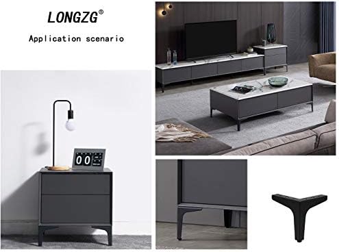 Longzg 4 парчиња метални мебел нозе, нозе на табели со триаголник, погодни за кабинет, троседот, маса за кафе, ТВ кабинет и други стапала на мебел.