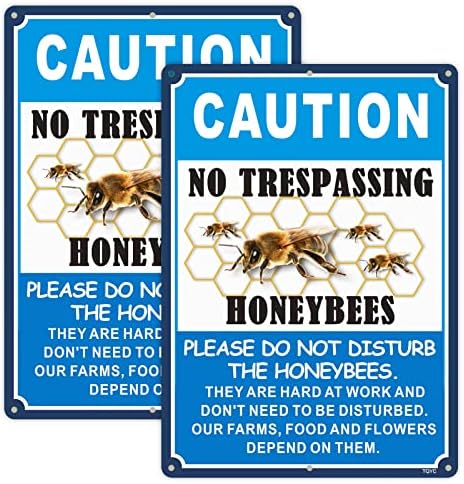 TQYC ВНИМАНИЕ Нема знак за престапување на пчели, пчели напорни на работа ， 2-пакет 14 ”x 10”, без алуминиумски знак, УВ заштитен
