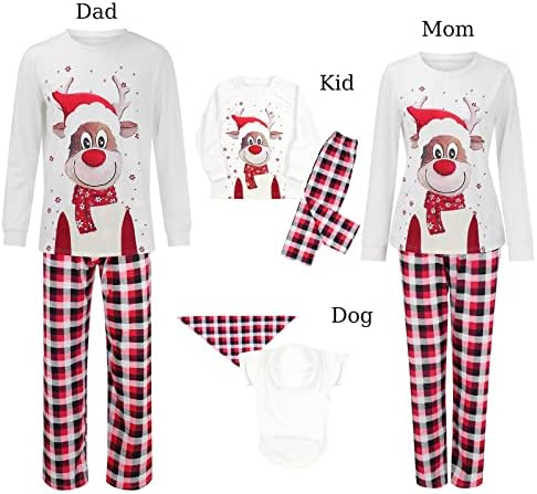 Семејство Плајд Пијама постави семејни божиќни пижами празник дом Божиќ елени со појавување на пижама дното на семејството