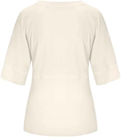 Womenените половина ракав тркалезен врат лето врвна кошула обична цврста боја жени тренингот Туника кошула лабава врвна елегантна