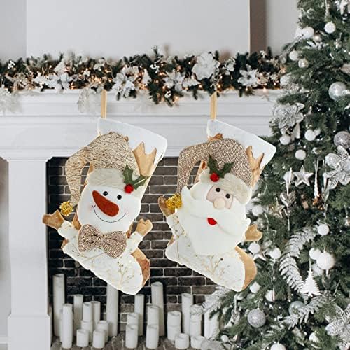 Божиќни Чорапи Торби За Подароци Торби За Бонбони Накит Златни Стерео Божиќни Чорапи Торби За Подароци Акрилни Скапоцени камења И Кристали
