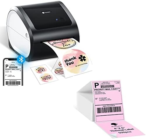 Fomemo Bluetooth Термички Печатач-D520 - Бт Превозот Етикета Печатач 4x6 Печатач за Мал Бизнис &засилувач; Пакети, Баркод,