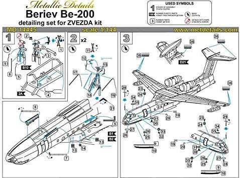 Метални Детали Мд14445-1/144 Детали Поставени За Моделот На Авиони Бе-200 Скала