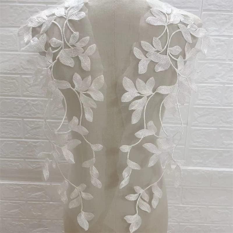 2 пакувања 3D везена чипка ткаенина: Бела цветна плоча од чипка, шијте на невестинска лента за примена на мотив за венчаници за венчаници