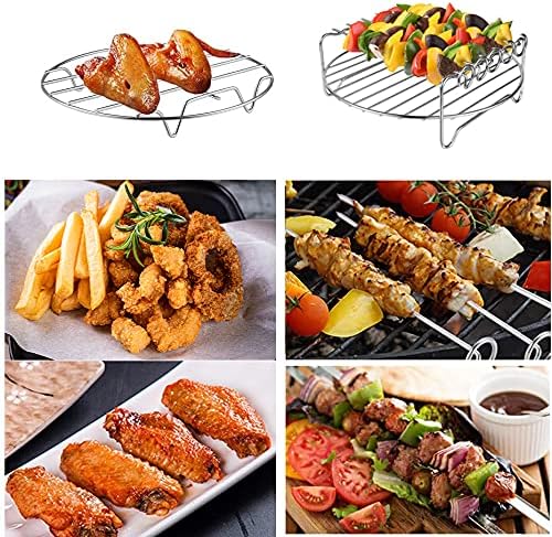 Hsimple Air Fryer Rack XL Air Fryer додатоци сет од 2, решетка со двојни слоеви со skewer, држач за метални метали