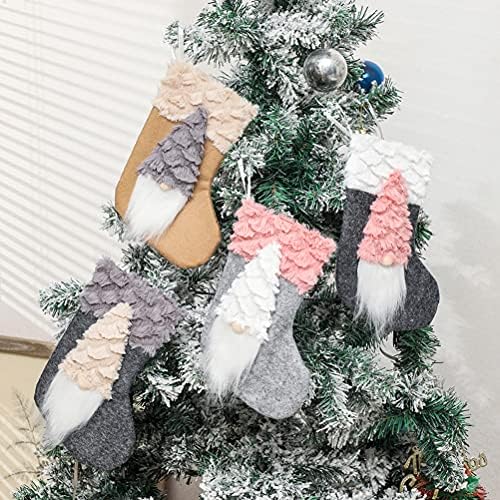 ВИКАСКИ 1 парчиња Божиќна Торба За Подароци За Чорапи Прекрасна Џуџеста Кукла Торба За Подароци Приврзок За Новогодишна Елка