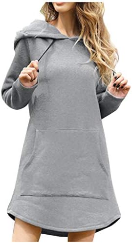 Rmxei ровови палта за жени жени со долга должина лабава обична цврста цртање качулка пуловер со голем џеб