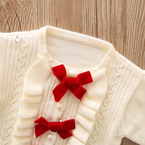 Iwemek дете бебе девојче есен зимски облека плетени копчиња џемпер врвот мини здолниште Постави руфли кардиган џемпер фустан надвор од облеката