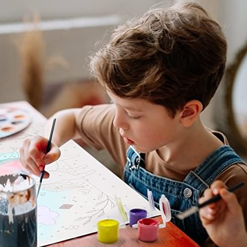 Нариоларна боја по броеви за деца на возраст од 8-12 години со претходно печатен картон од 7x9,5 инчи, 12 садови со акрилни