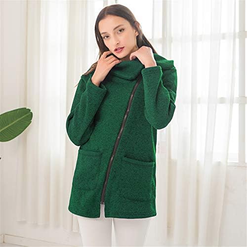 Andongnywell Womenените палто пријатно скута руно Fuzzy Faux Shearling Zip јакна коси патент плус џемпер од руно