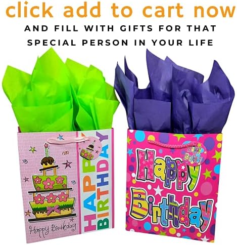 Вклучени торбички за подароци од 10 роденден со хартија, вклучени, торбички за подароци за роденден со средна големина 8 x 10 x 4,