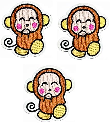 Умама лепенка сет од 3 симпатични мајмуни за бебиња Симпатични животни Зоолошка градина цртана ткаенина ткаенина мајмун железо на везени
