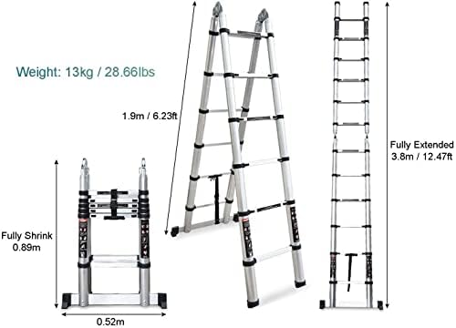 Скали, алуминиумска телескопска скала за продолжување на повеќенаменски скалила за мансарда за домаќинства Преносна телесекстрантна