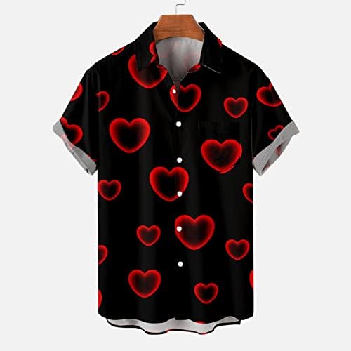 Плус големина на Денот на вineубените врвови за мажи слатки срцеви маици кошули трендовски излегуваат облека од блузи