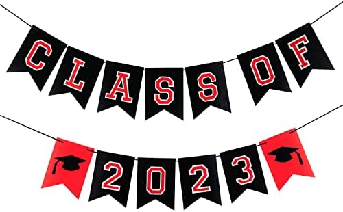 Црвено-Црна Класа На Банер 2023, Класа На 2023 Дипломирање Банер Украси 2023 Банер За Дипломирање За Црвено-Црно Дипломирање Декорации За