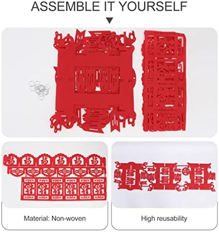 Angoily 4 парчиња црвени кинески фенери кинески среќа црвена фу 3Д-мозаик не-ткаени ткаенини за приврзоци за приврзоци на кинески кинески