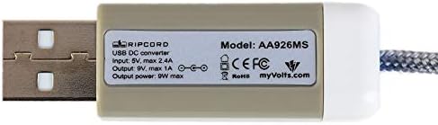 MyVolts Ripcord USB до 9V ​​DC кабел за напојување компатибилен со Lorex LW2232, LW2232PK2B, LW2962, MC2731 Систем за безбедносна камера