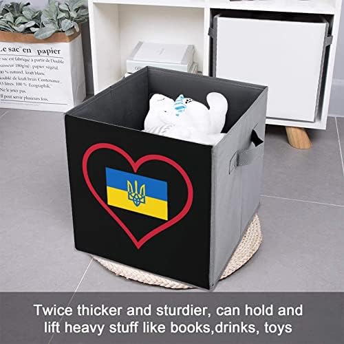 Го Сакам украинското Црвено Срце Склопувачки Канти За Складирање Основи Преклопување Ткаенина Коцки За Складирање Организатор Кутии Со