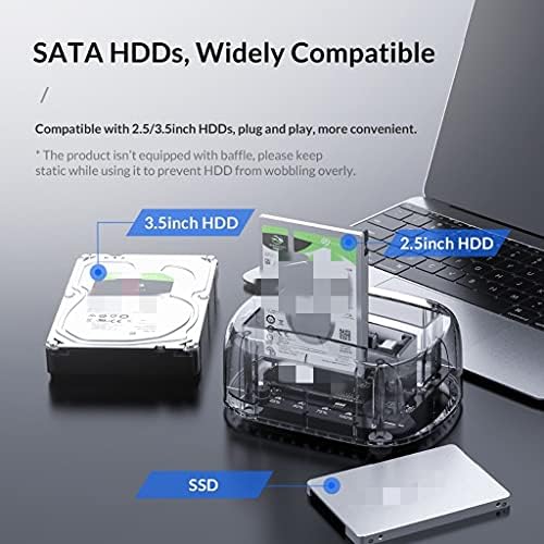 KJHD 2 BAY SATA ДО USB 3.1 HDD 2.5 3.5 Тип C Транспарентен Надворешен Хард Диск Комплет