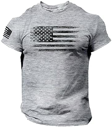 Ruiruilico Патриотски маици за мажи за мажи Америка знаме лето случајни кратки ракави лабави вклопувани графички блузи кошула
