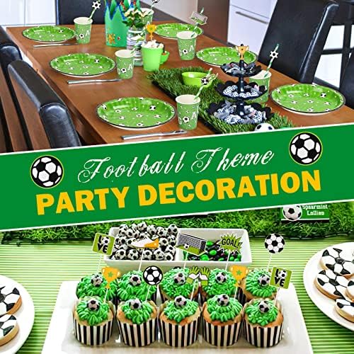 Фудбалски партиски материјали за резерви на забава 110 парчиња, комплет за забава за видео игри за 16 гости, вклучува среќен роденденски