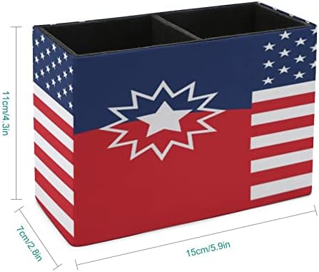 JuneTeentth American Flag PU кожа пенкало за молив држач за држачи за купови на куќиште за кутија за контејнери за канцелариски садови за