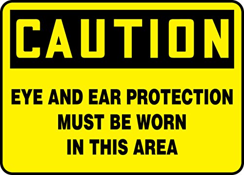 Accuform MPPE797VP знак, „Заштита на претпазливост и уво мора да се носи во оваа област“, ​​7 должина x 10 ширина x 0,055 дебелина,