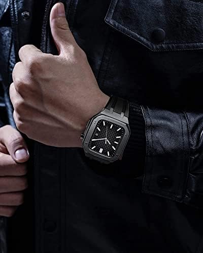 Комплет за модификација на CNHKAU, Случај за опсег на Apple Watch 44mm 45mm 42mm Retrofit Rubber нараквица на нараквицата Correa for iwatch